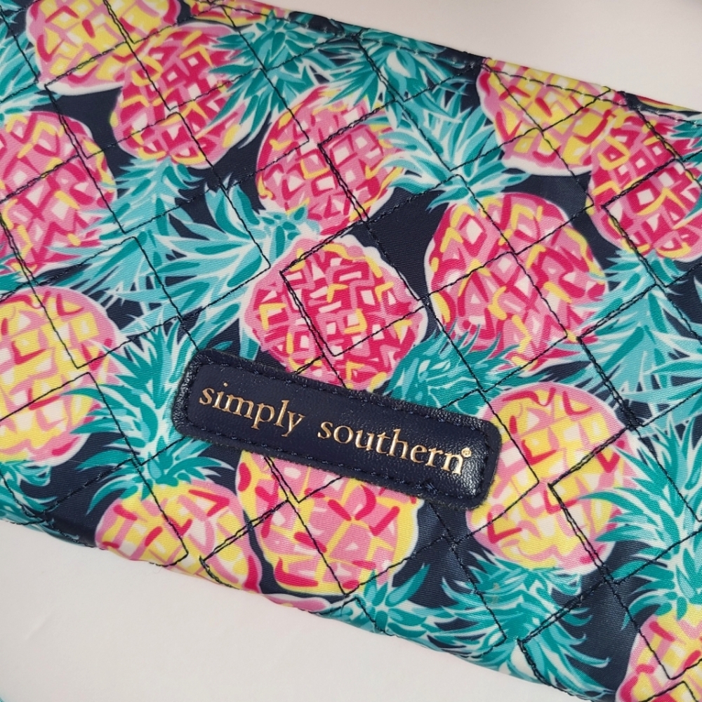 Simply Southern Pineapple Print Quilted Wallet - Pink and Blue - Picture 2 of 6
